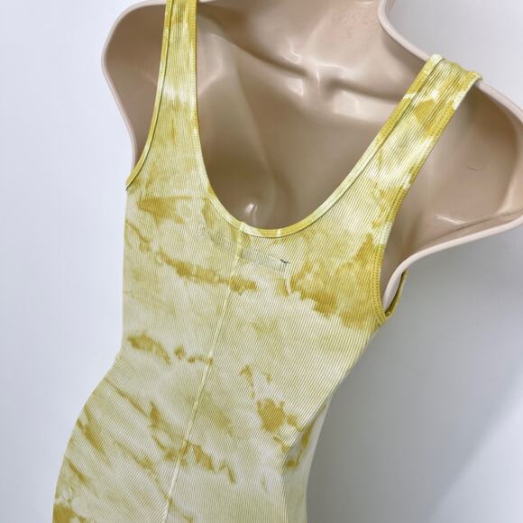 Enza Costa REVOLVE Tie-Dye Tank Dress Bodycon Silk Blend Size S Yellow White - Picture 6 of 9